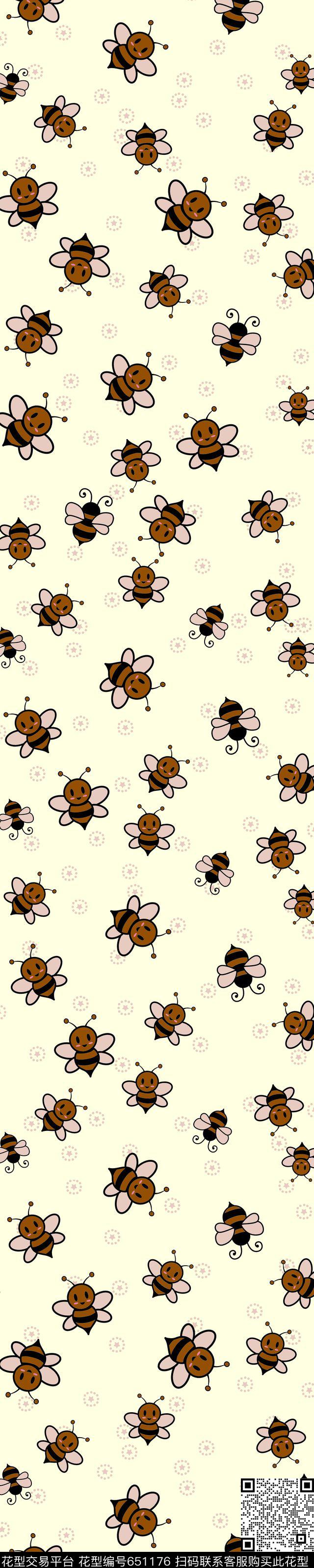 卡通小蜜蜂丝巾传统印花华亿平台下载（图片编号: 651176） - 瓦栏（Walan）