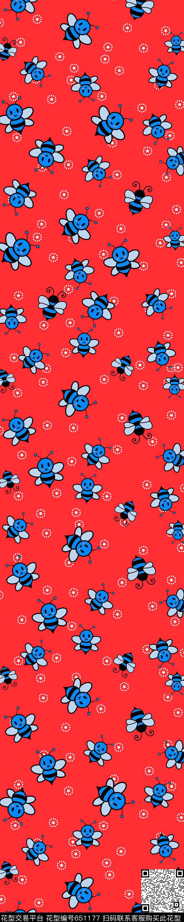 卡通小蜜蜂丝巾传统印花华亿平台下载（图片编号: 651177） - 瓦栏（Walan）