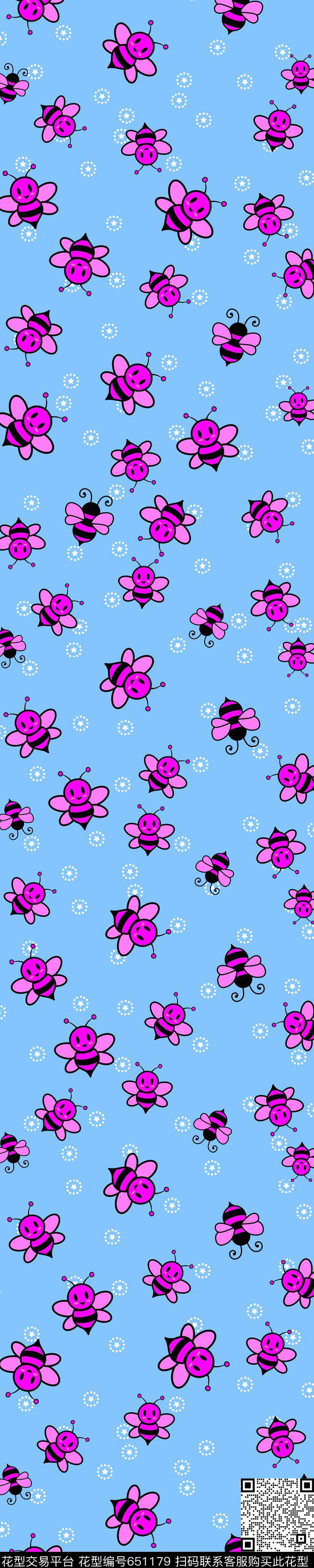卡通小蜜蜂丝巾传统印花华亿平台下载（图片编号: 651179） - 瓦栏（Walan）