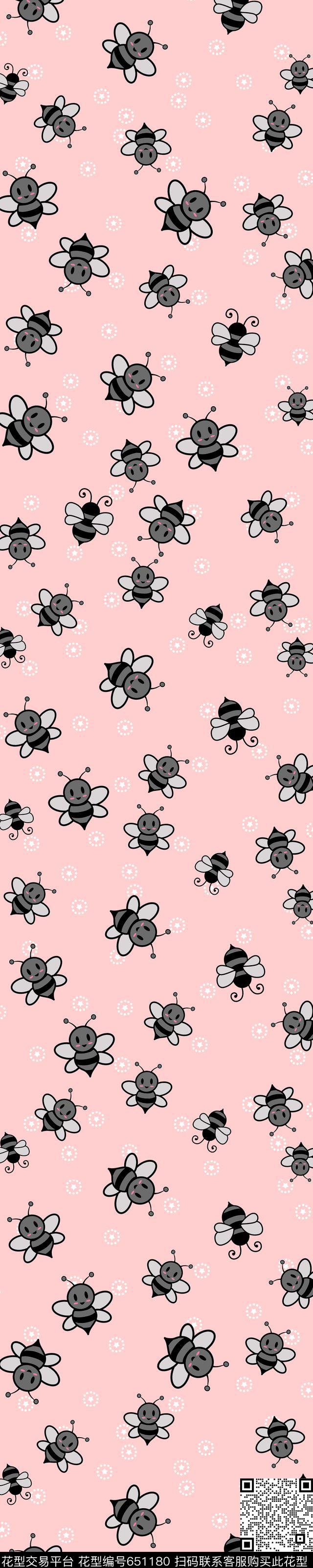 卡通小蜜蜂丝巾传统印花华亿平台下载（图片编号: 651180） - 瓦栏（Walan）