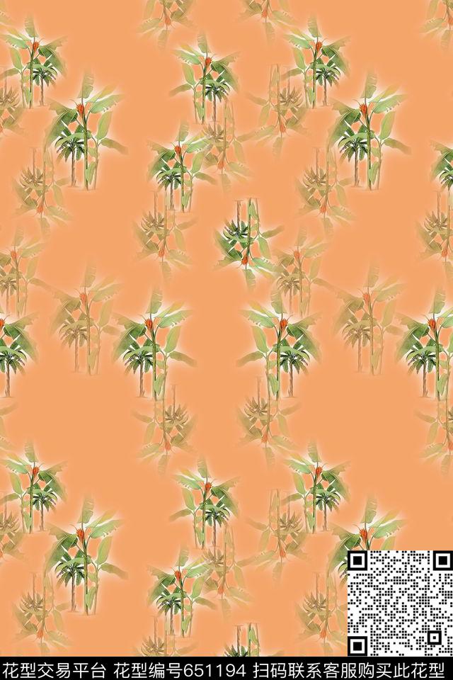 椰树热带海滨度假棕榈叶数码印花华亿平台下载（图片编号: 651194） - 瓦栏（Walan）
