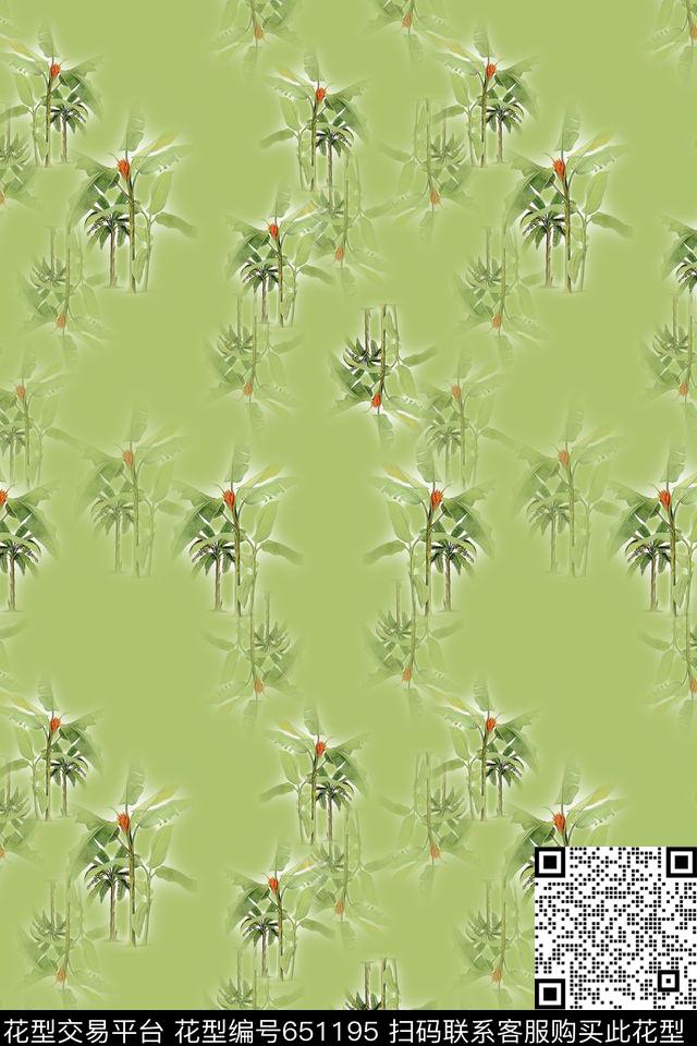 椰树热带海滨度假棕榈叶数码印花华亿平台下载（图片编号: 651195） - 瓦栏（Walan）