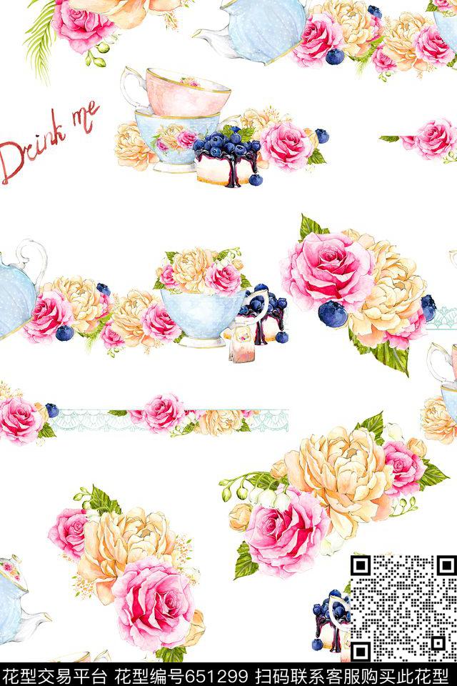 花朵花卉蕾丝数码印花华亿平台下载（图片编号: 651299） - 瓦栏（Walan）