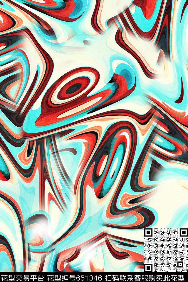抽象几何炫光肌理分形数码印花华亿平台下载（图片编号: 651346） - 瓦栏（Walan）