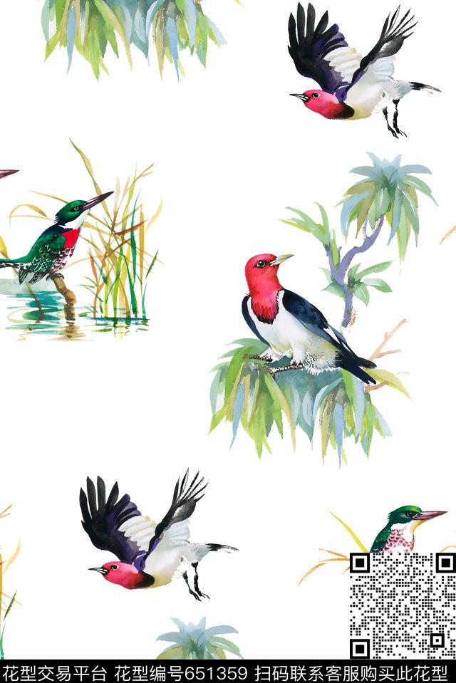 热带花鸟鸟数码印花华亿平台下载（图片编号: 651359） - 瓦栏（Walan）