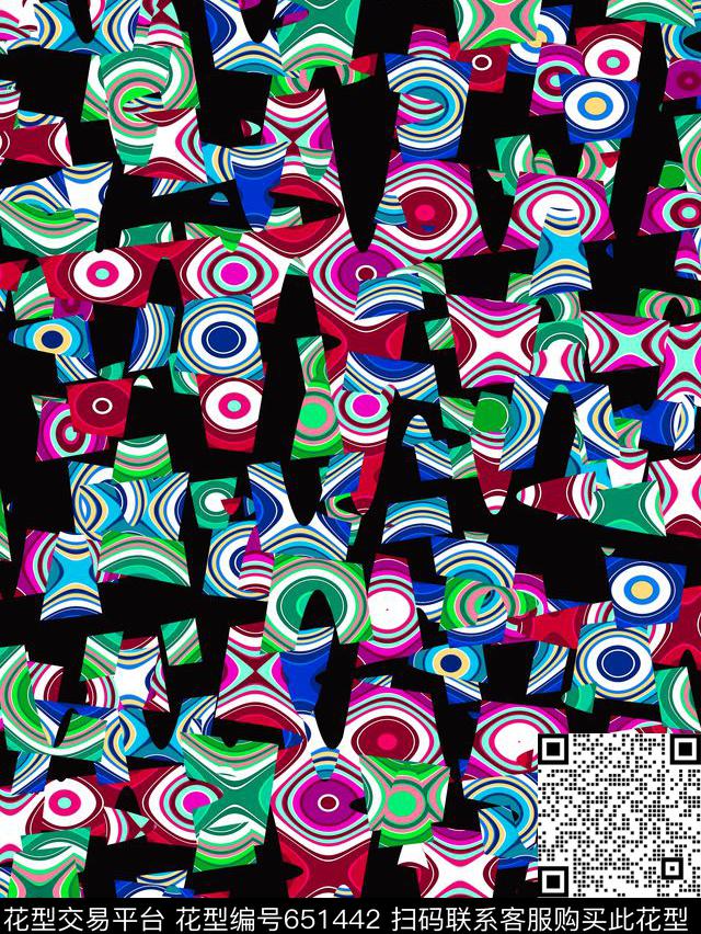 多彩、抽象、几何传统印花华亿平台下载（图片编号: 651442） - 瓦栏（Walan）