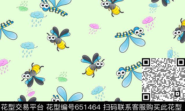 童装蜜蜂纯色底传统印花华亿平台下载（图片编号: 651464） - 瓦栏（Walan）