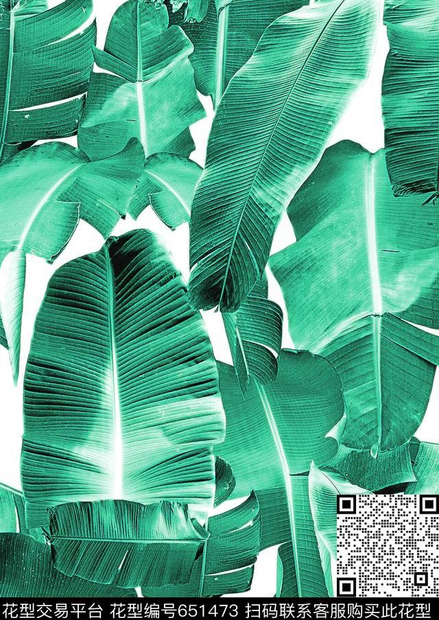 棕榈叶热带芭蕉叶数码印花华亿平台下载（图片编号: 651473） - 瓦栏（Walan）