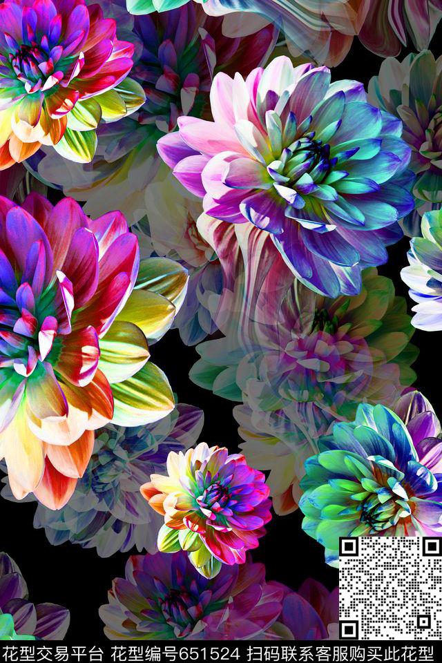女装花卉炫彩数码印花华亿平台下载（图片编号: 651524） - 瓦栏（Walan）