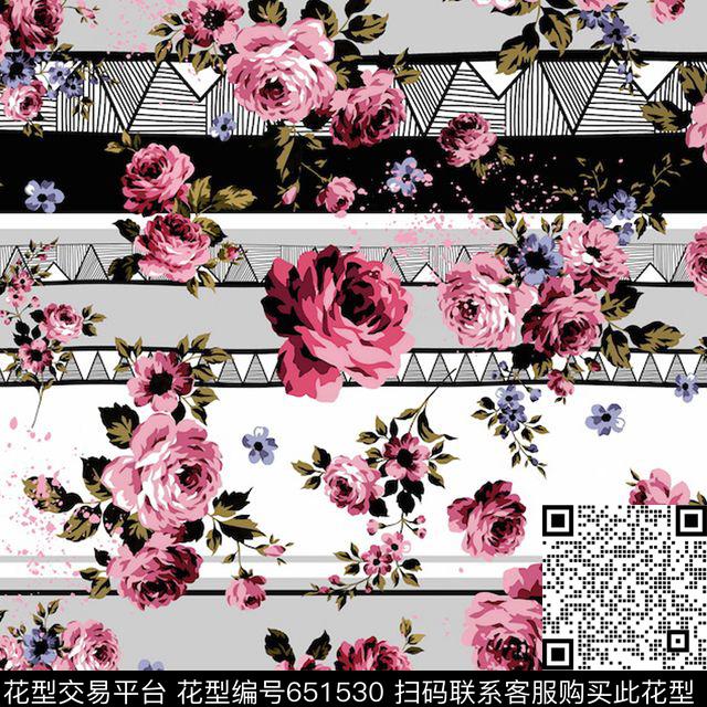 牡丹玫瑰小碎花传统印花华亿平台下载（图片编号: 651530） - 瓦栏（Walan）