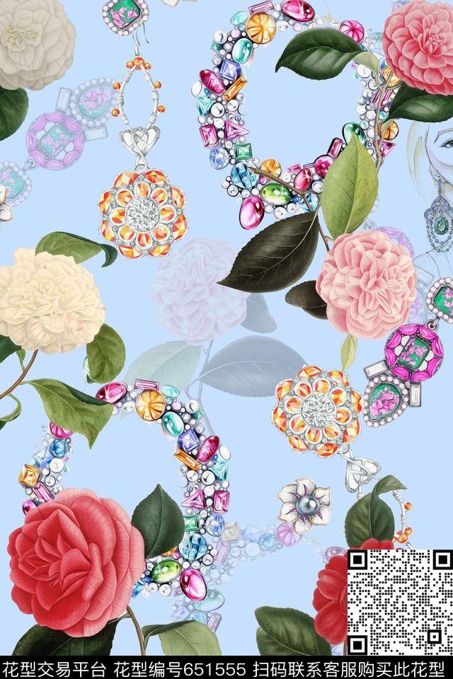 珠宝宝石花卉数码印花华亿平台下载（图片编号: 651555） - 瓦栏（Walan）