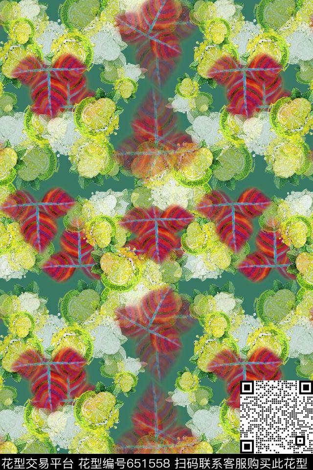 棕榈叶海马热带海滨度假数码印花华亿平台下载（图片编号: 651558） - 瓦栏（Walan）