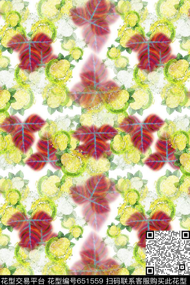 棕榈叶海马热带海滨度假数码印花华亿平台下载（图片编号: 651559） - 瓦栏（Walan）