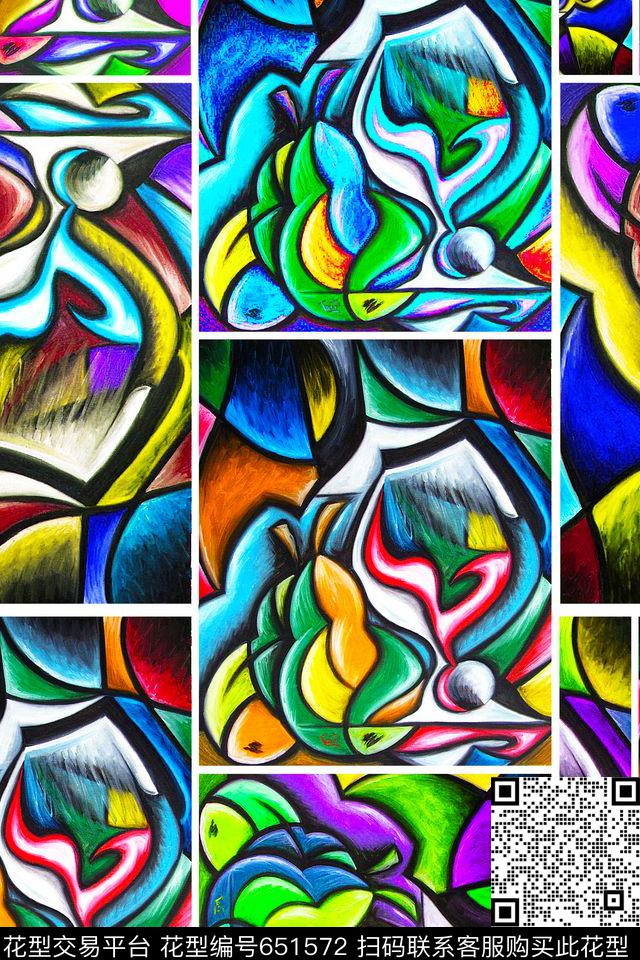 欧美大牌女装抽象油画数码印花华亿平台下载（图片编号: 651572） - 瓦栏（Walan）