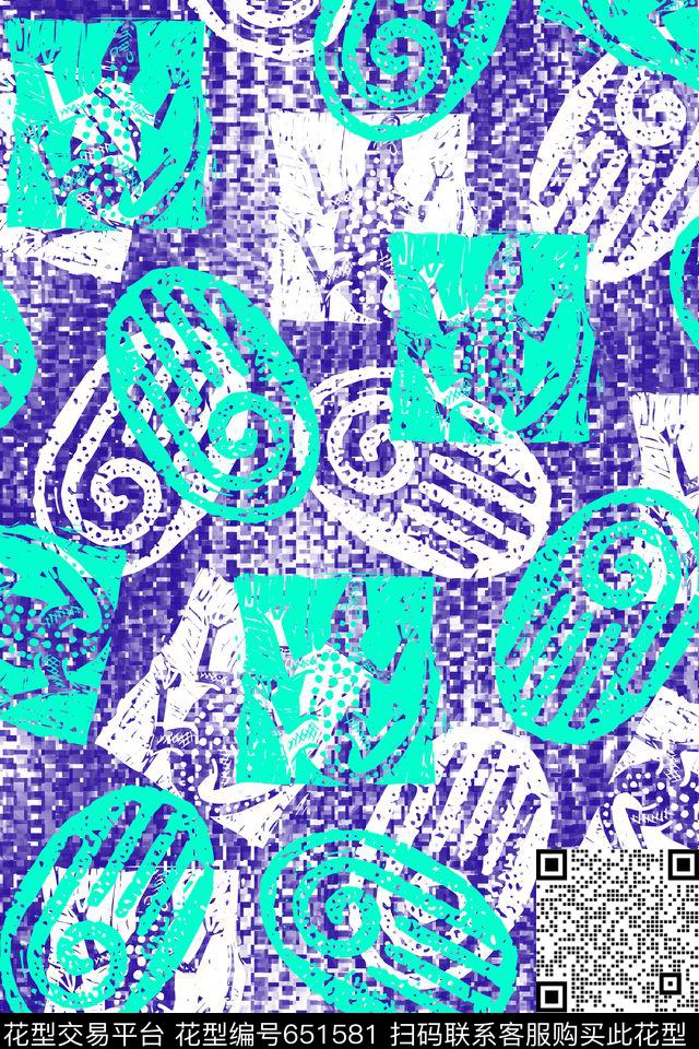 色块圆形几何传统印花华亿平台下载（图片编号: 651581） - 瓦栏（Walan）