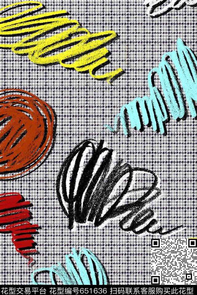 千鸟格趣味风传统印花华亿平台下载（图片编号: 651636） - 瓦栏（Walan）