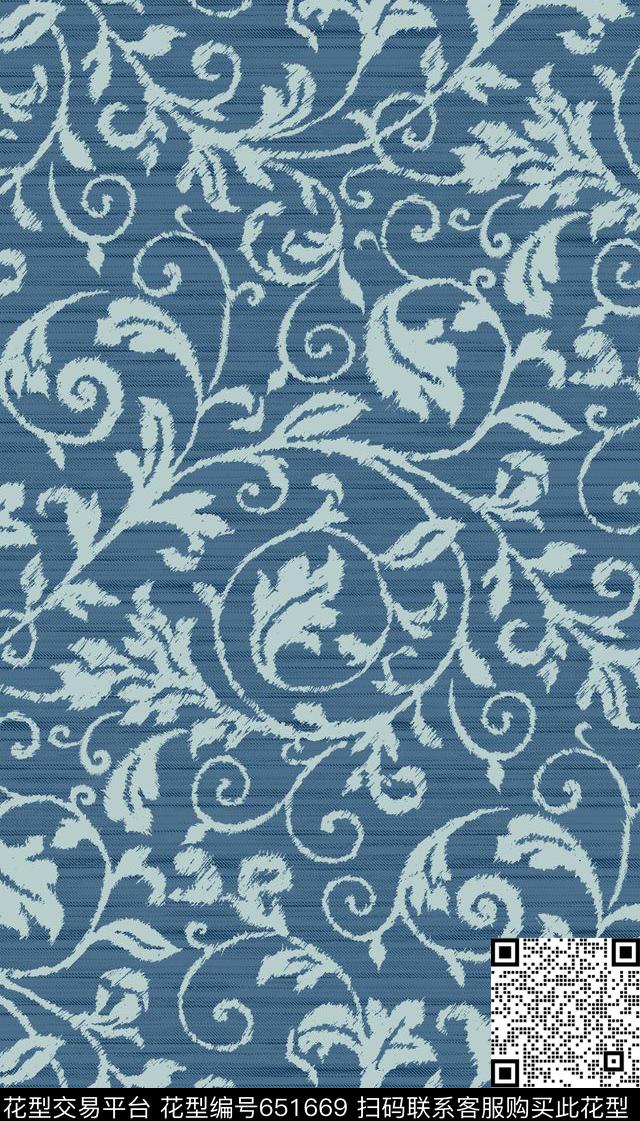 卷草纹样传统印花华亿平台下载（图片编号: 651669） - 瓦栏（Walan）