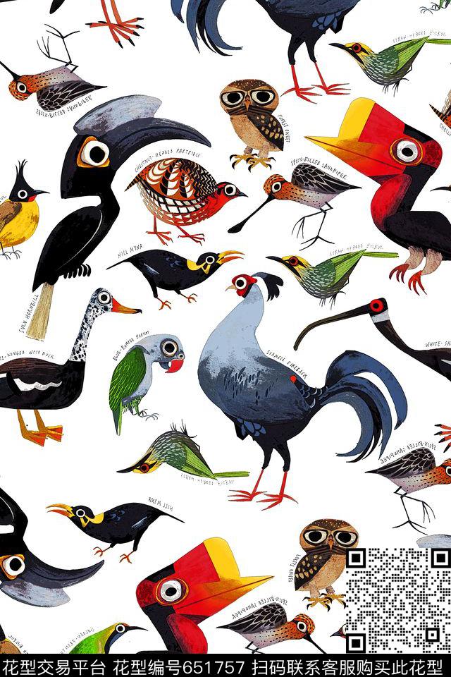 动物鸟数码印花华亿平台下载（图片编号: 651757） - 瓦栏（Walan）