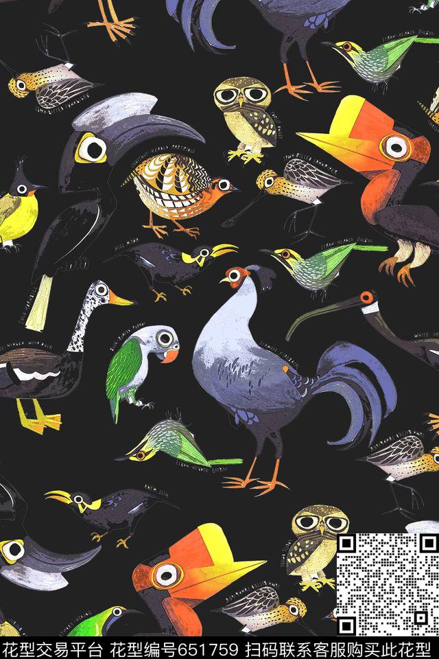动物鸟数码印花华亿平台下载（图片编号: 651759） - 瓦栏（Walan）