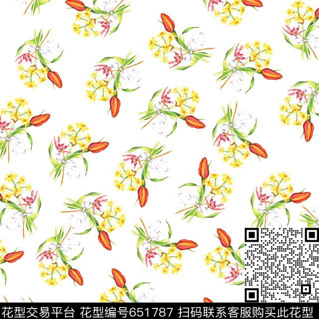 乱花花朵花卉数码印花华亿平台下载（图片编号: 651787） - 瓦栏（Walan）