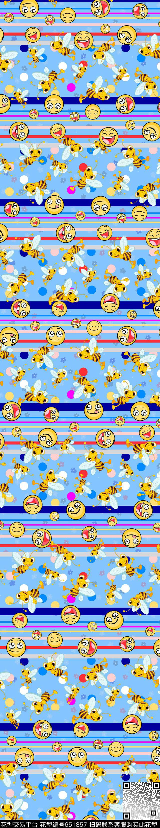 蜜蜂笑脸卡通传统印花华亿平台下载（图片编号: 651857） - 瓦栏（Walan）