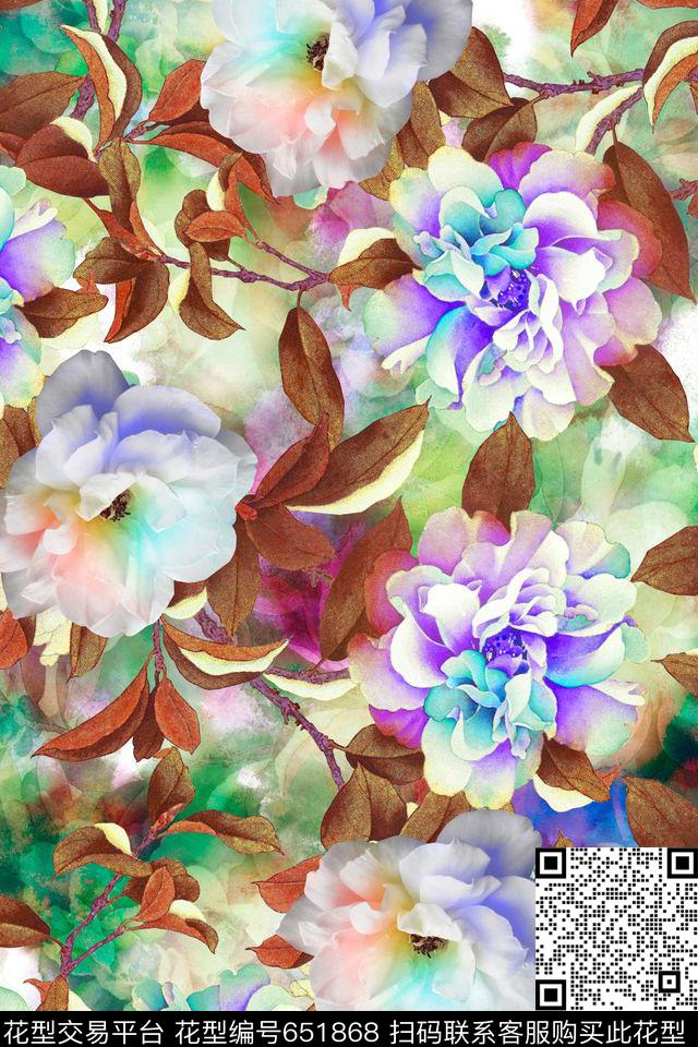 女装花卉中国风数码印花华亿平台下载（图片编号: 651868） - 瓦栏（Walan）