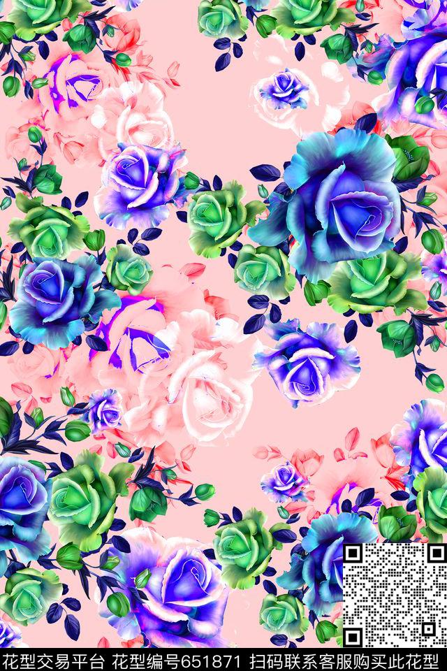 女装花卉碎花数码印花华亿平台下载（图片编号: 651871） - 瓦栏（Walan）