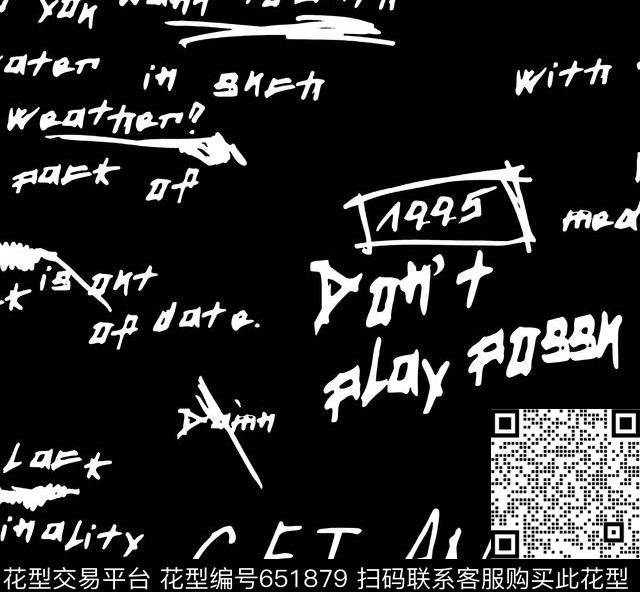 字母摇滚抽象传统印花华亿平台下载（图片编号: 651879） - 瓦栏（Walan）