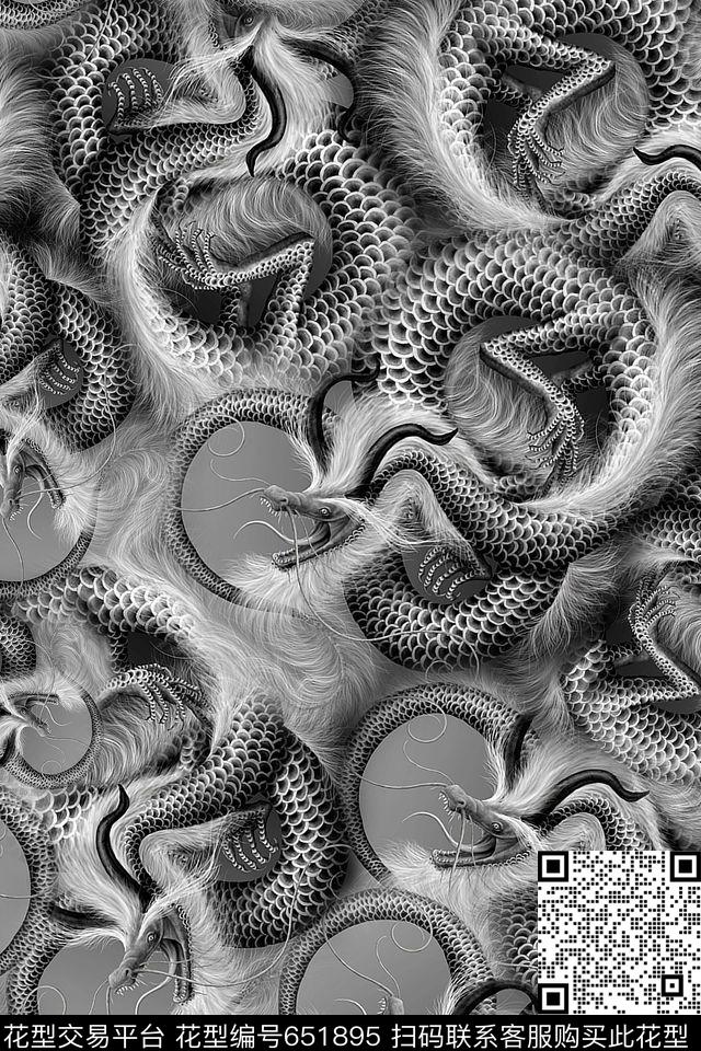 男装抽象龙数码印花华亿平台下载（图片编号: 651895） - 瓦栏（Walan）