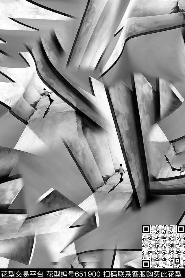几何男装抽象数码印花华亿平台下载（图片编号: 651900） - 瓦栏（Walan）