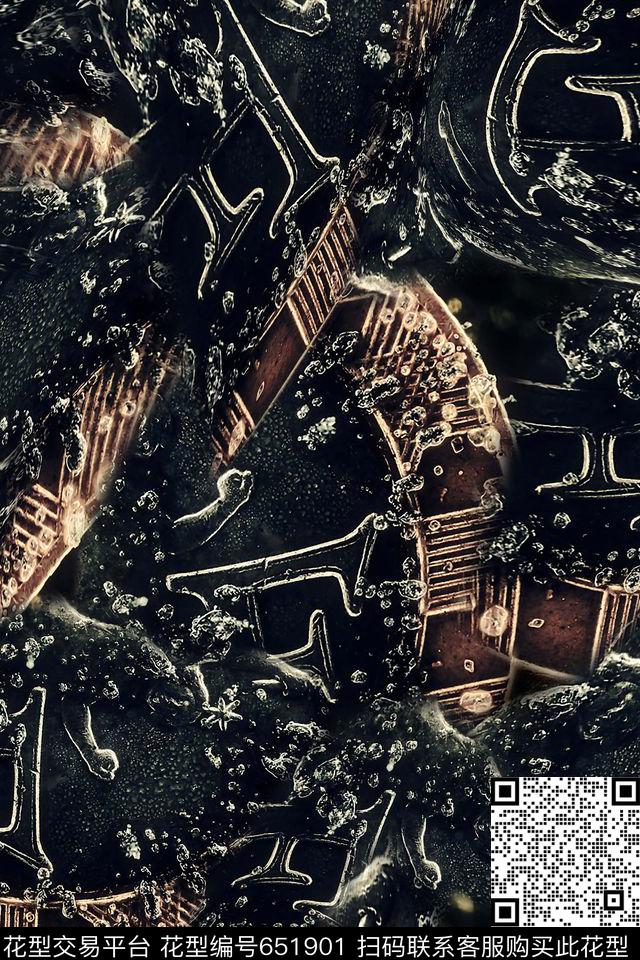 抽象水纹金属数码印花华亿平台下载（图片编号: 651901） - 瓦栏（Walan）