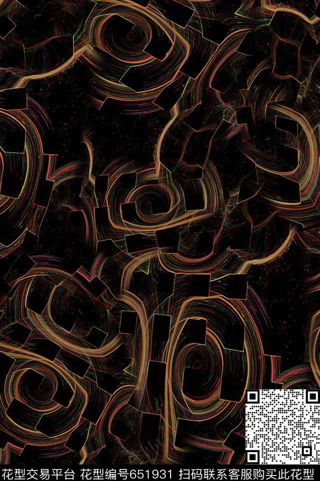 男装抽象数码印花华亿平台下载（图片编号: 651931） - 瓦栏（Walan）