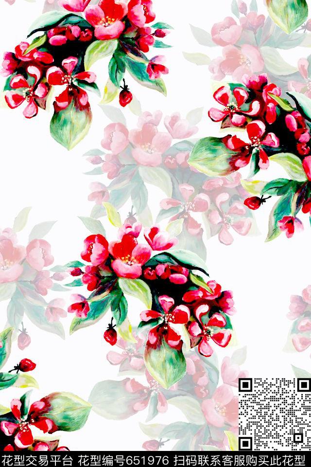 水彩花卉女装数码印花华亿平台下载（图片编号: 651976） - 瓦栏（Walan）