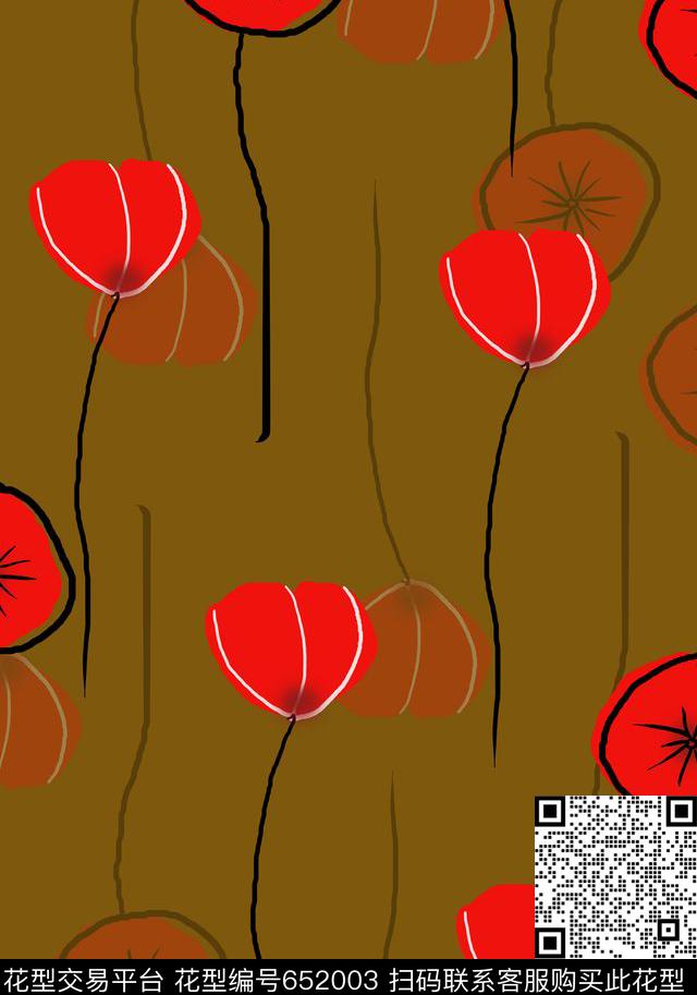 花卉简约时尚传统印花华亿平台下载（图片编号: 652003） - 瓦栏（Walan）