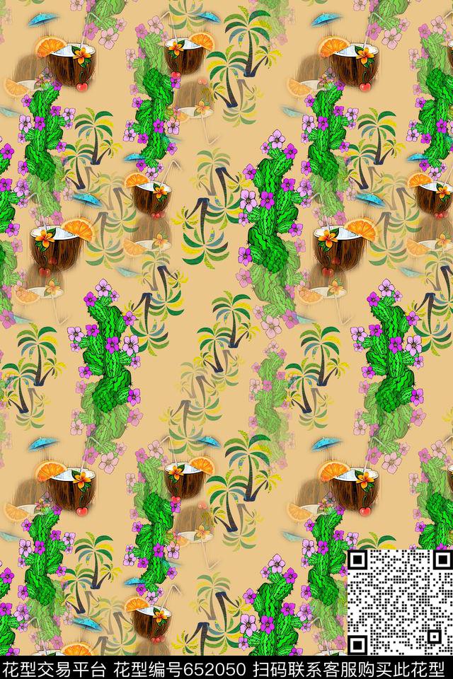 椰子树热带海滨度假热带植物数码印花华亿平台下载（图片编号: 652050） - 瓦栏（Walan）