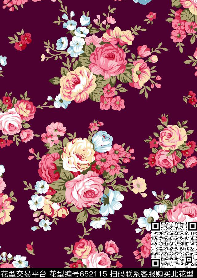 花朵花卉传统印花华亿平台下载（图片编号: 652115） - 瓦栏（Walan）