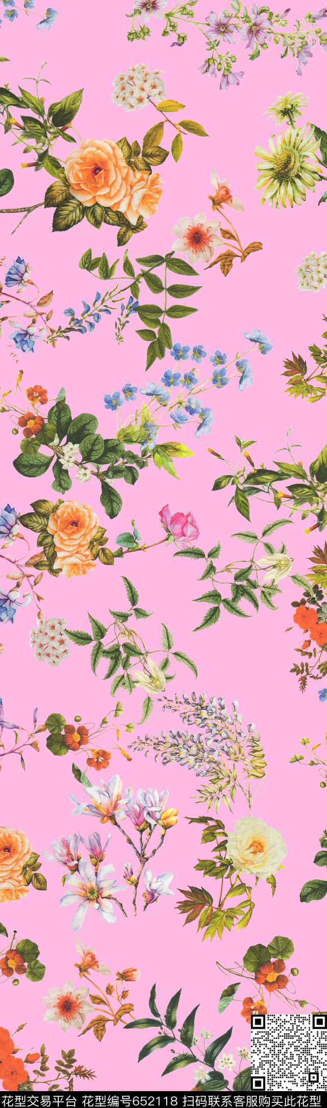 花朵花卉数码印花华亿平台下载（图片编号: 652118） - 瓦栏（Walan）
