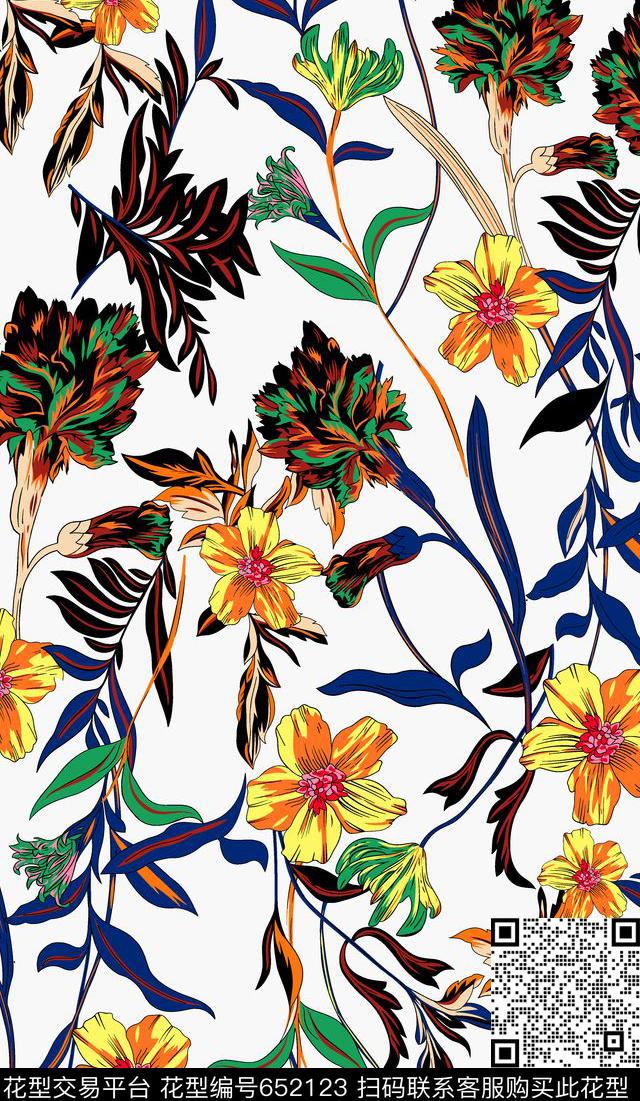 花卉花朵传统印花华亿平台下载（图片编号: 652123） - 瓦栏（Walan）