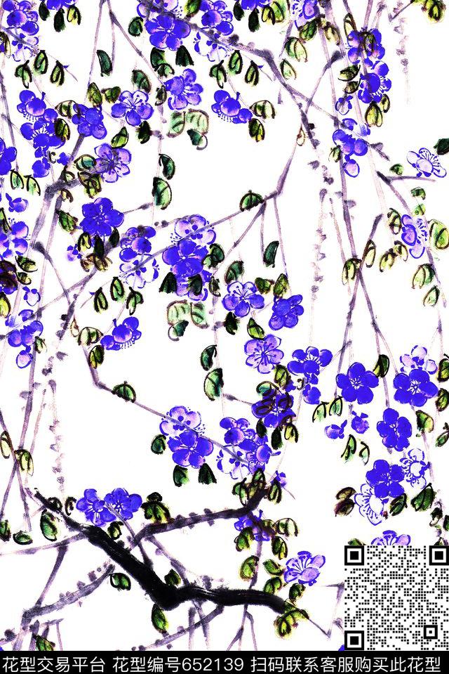 梅花花卉民族数码印花华亿平台下载（图片编号: 652139） - 瓦栏（Walan）