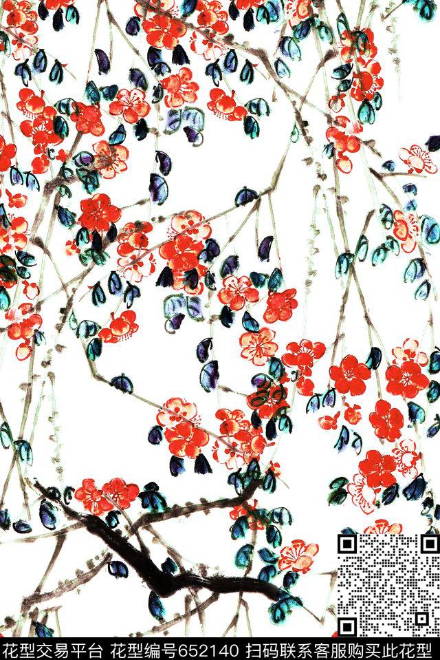 梅花花卉民族数码印花华亿平台下载（图片编号: 652140） - 瓦栏（Walan）