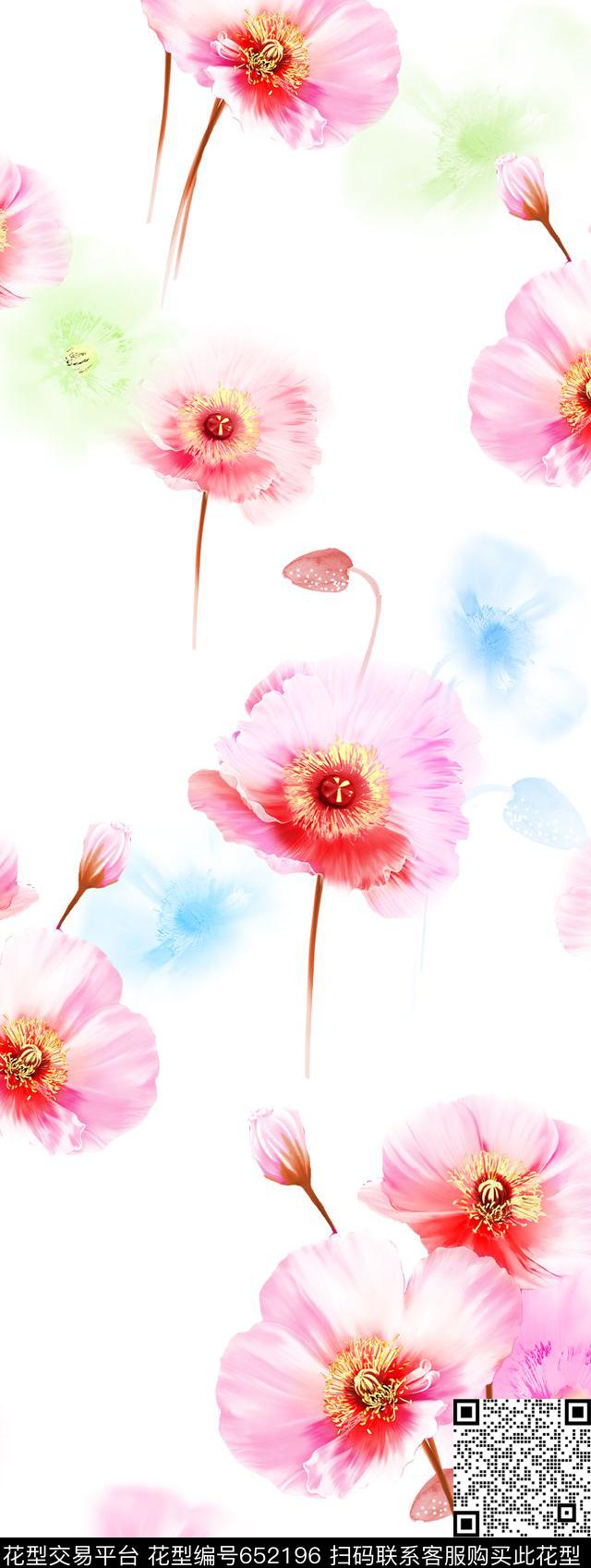 玉兰花小碎花大花数码印花华亿平台下载（图片编号: 652196） - 瓦栏（Walan）