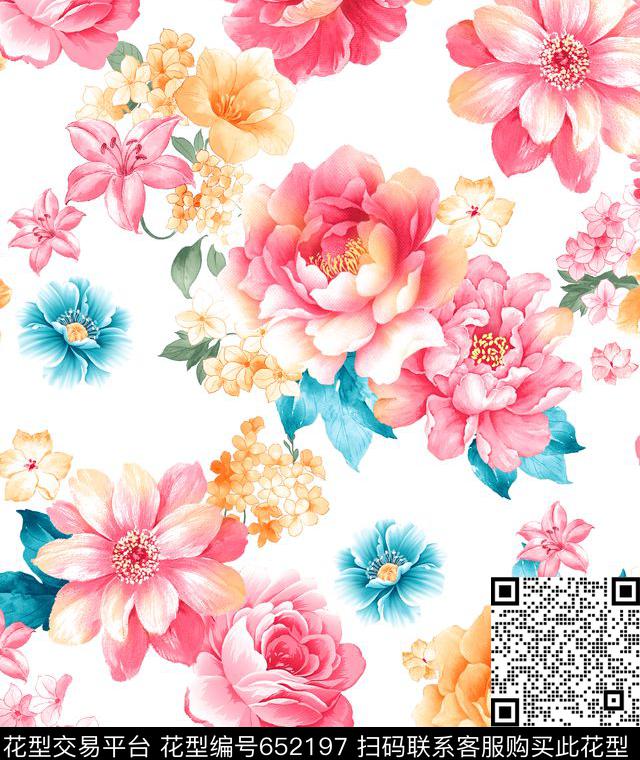 花朵玫瑰小碎花数码印花华亿平台下载（图片编号: 652197） - 瓦栏（Walan）