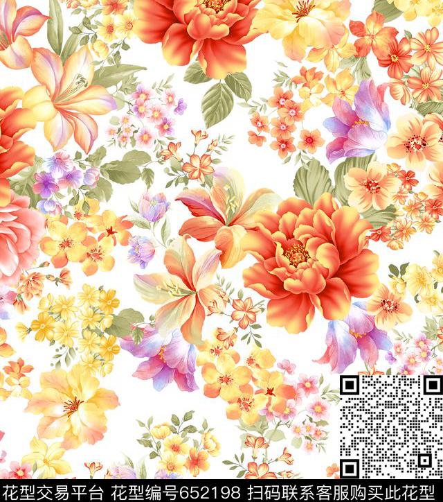 玉兰花荷花兰花数码印花华亿平台下载（图片编号: 652198） - 瓦栏（Walan）