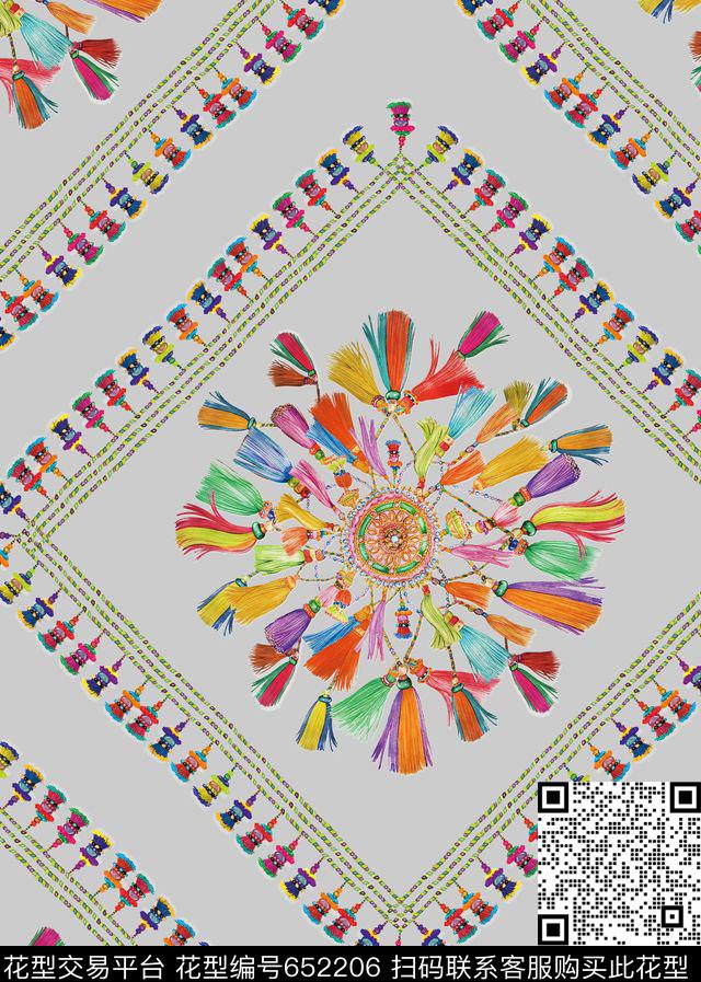 美式部落波西米亚数码印花华亿平台下载（图片编号: 652206） - 瓦栏（Walan）