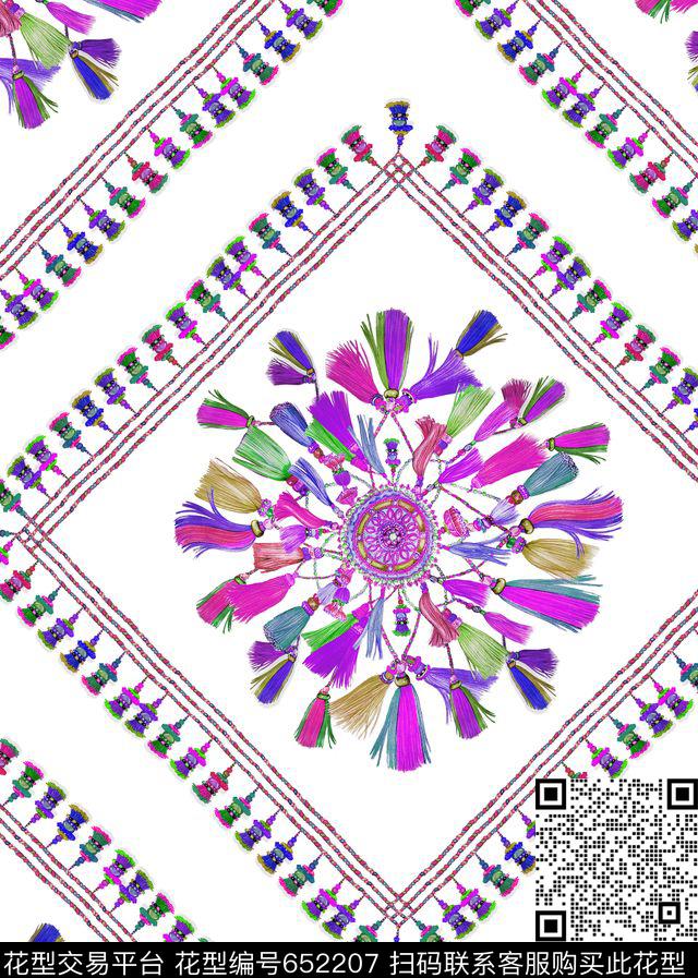 美式部落波西米亚数码印花华亿平台下载（图片编号: 652207） - 瓦栏（Walan）