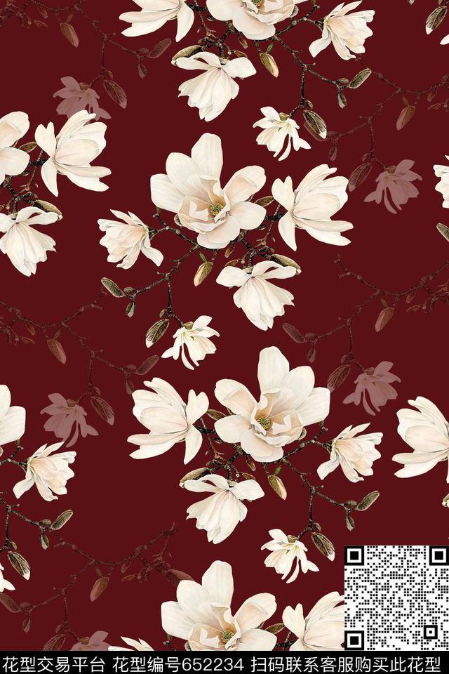 花瓣花朵桃花数码印花华亿平台下载（图片编号: 652234） - 瓦栏（Walan）