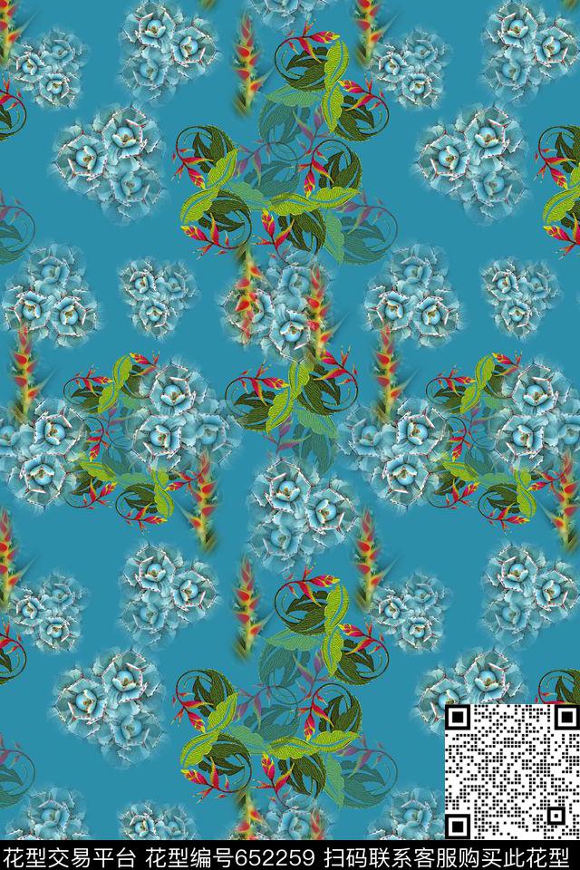 热带海滨度假热带植物剑兰数码印花华亿平台下载（图片编号: 652259） - 瓦栏（Walan）