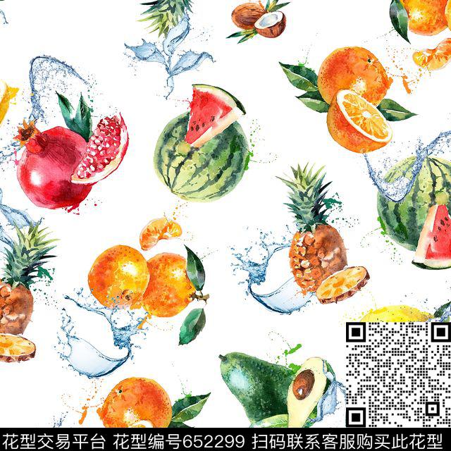 热带水果水花数码印花华亿平台下载（图片编号: 652299） - 瓦栏（Walan）