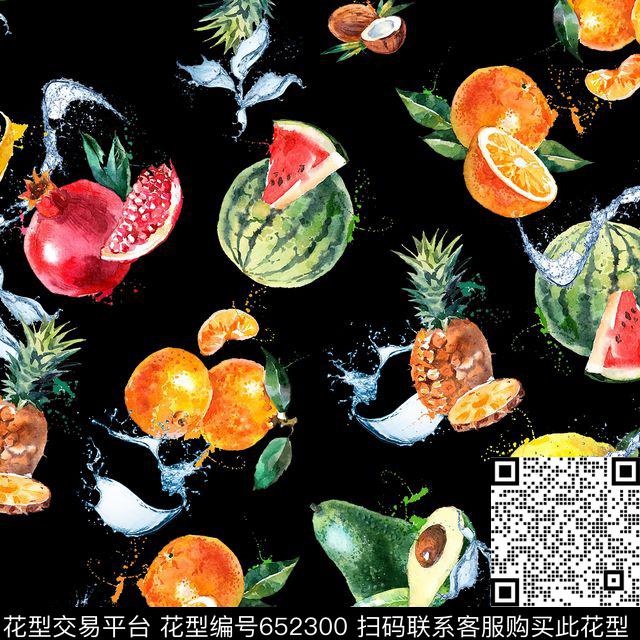 热带水果水花数码印花华亿平台下载（图片编号: 652300） - 瓦栏（Walan）