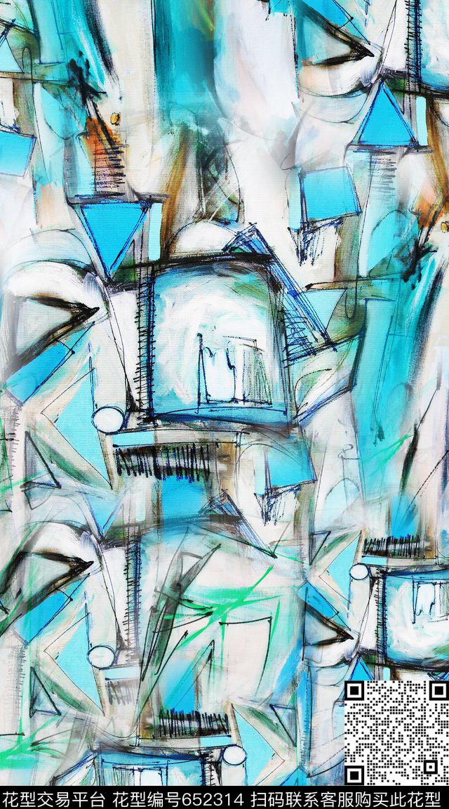 抽象涂鸦创意数码印花华亿平台下载（图片编号: 652314） - 瓦栏（Walan）